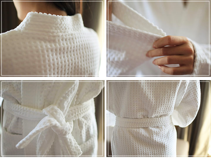 Hotel white waffle women robes wholesale cheap